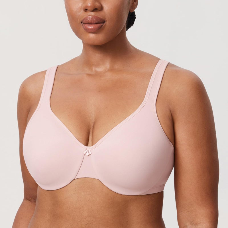 DELIMIRA Women's Minimizer Bra Plus Size Underwire Smooth Full Coverage Seamless Bras Gentle Rose 34H - Image 3